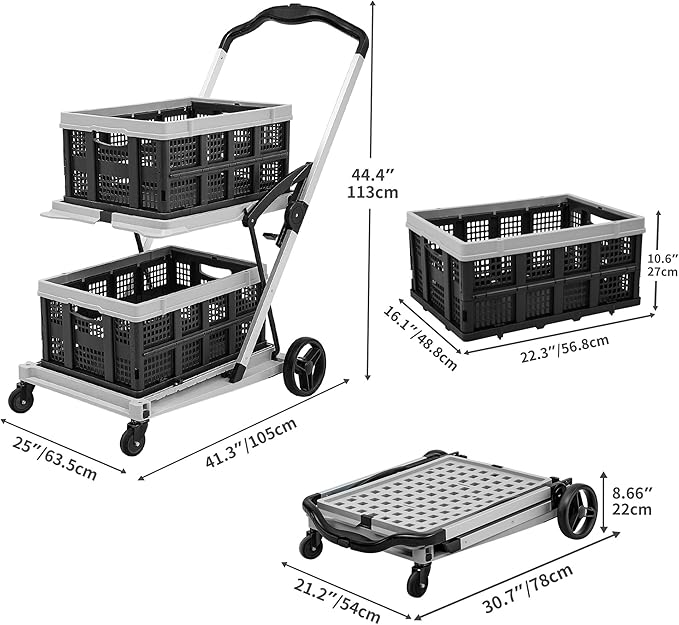 2 Laags Opvouwbare Utiliteitswagen Met Opbergkisten